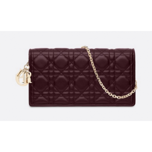 POCHETTE LADY DIOR IN PELLE DI AGNELLO S0204 Bordeaux