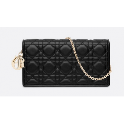 POCHETTE LADY DIOR IN PELLE DI AGNELLO S0204 nera