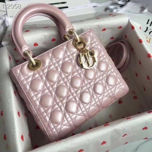 BORSA LADY DIOR IN PELLE DI AGNELLO CAL44550 rosa perlato lucido