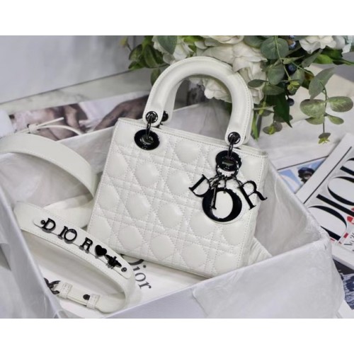 BORSA LADY DIOR MY ABCDIOR Cannage Agnello M0538I bianco