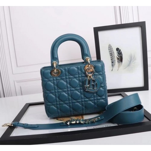 BORSA LADY DIOR MY ABCDIOR Cannage Agnello M0538O blu