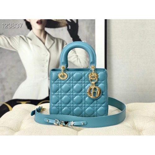 BORSA LADY DIOR MY ABCDIOR Cannage Agnello M0538O azzurro