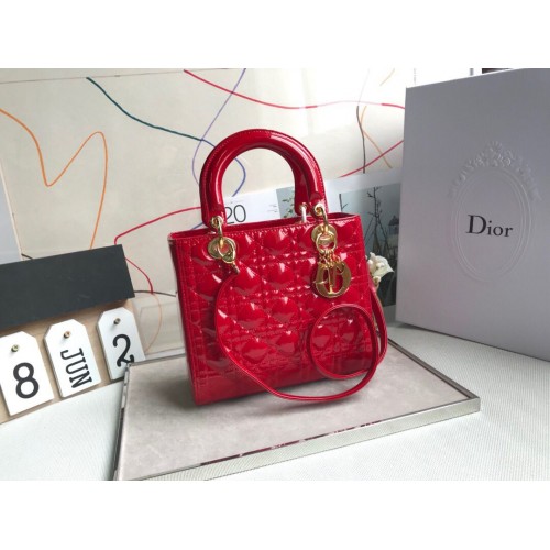 Borsa LADY DIOR MY ABCDIOR in vernice rossa M05389 oro