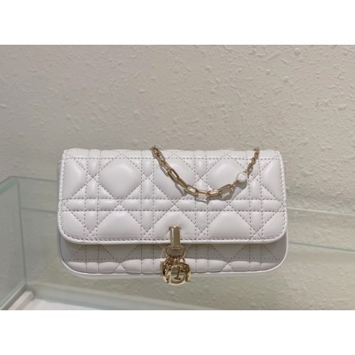 PORTA CELLULARE LADY DIOR Cannage Lambskin S0977O bianco