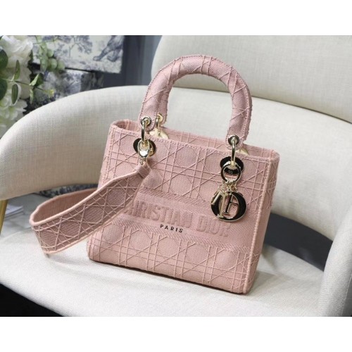BORSA TOTE LADY DIOR IN TELA RICAMATA C4532 Hardware oro rosa