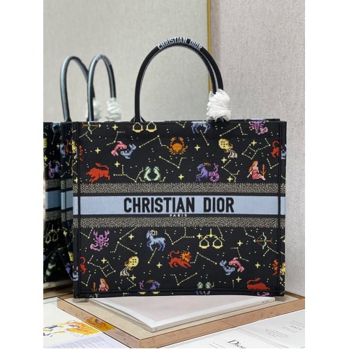BORSA DIOR BOOK GRANDE Ricamo Dior Pixel Zodiac nero multicolore M1286ZRTY