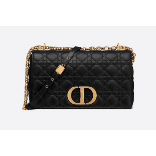 BORSA CARO DIOR GRANDE Pelle di vitello Cannage morbida nera M9243U