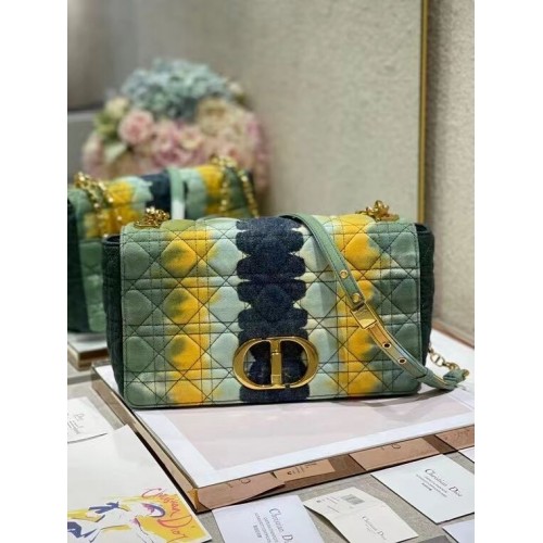 BORSA CARO DIOR GRANDE Denim ricamato M9243U blu