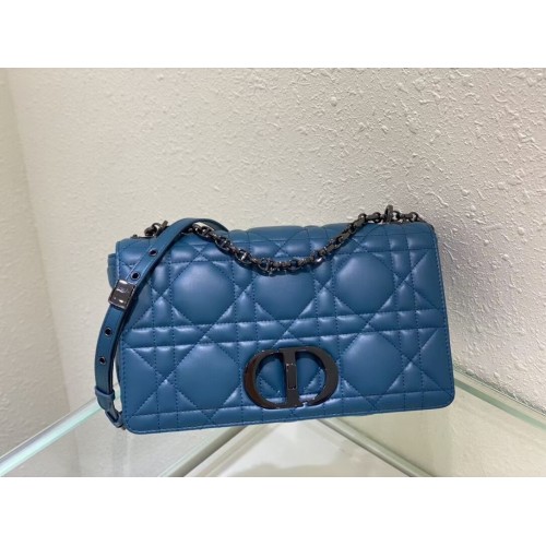 BORSA DIOR CARO GRANDE Pelle di agnello sfumata Cannage M9243E blu