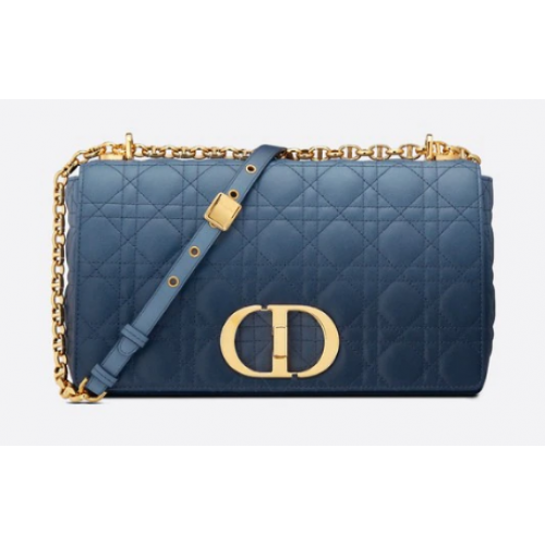 BORSA DIOR CARO GRANDE Pelle di agnello Cannage sfumata blu indaco M9243U