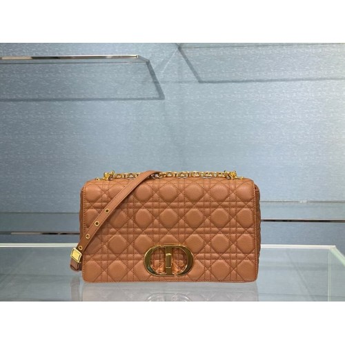 BORSA DIOR CARO GRANDE Pelle di vitello morbida Cannage M9243U Cognac