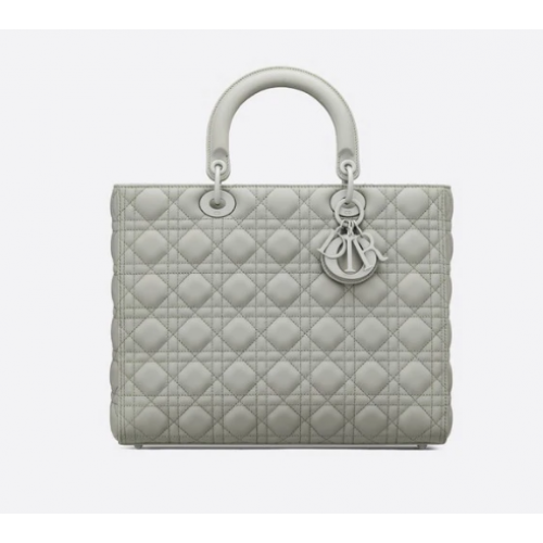 BORSA LADY DIOR GRANDE Pelle di vitello Cannage ultraopaca grigia M0566SL