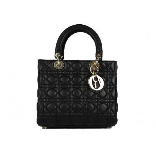 Christian Dior Borse in pelle di agnello Borsa Lady Dior CAL44550 Nero dorato