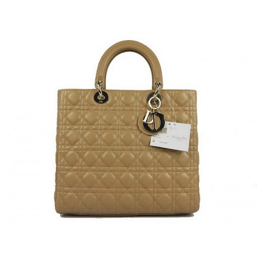 Christian Dior Borse in pelle di agnello Grande borsa Lady Dior CAL44561 Beige dorato