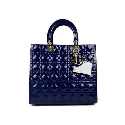 Christian Dior Brevetto Borse Grande Borsa Lady Dior CAL44561 Blu Dorato