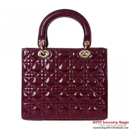 Borsa Lady Dior mini borsa in pelle verniciata D9601 viola