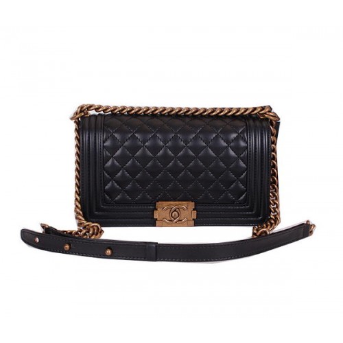 Borsa a tracolla con patta Le Boy Chanel Pelle di montone nera CHA67086 Oro