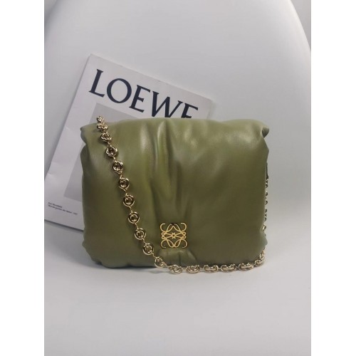 Loewe Puffer Goya Borsa in pelle di montone originale 9801 verde