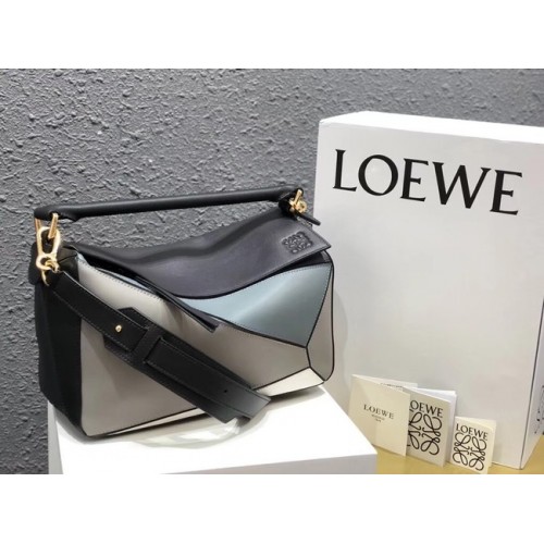 Loewe Puzzle Bag Original Leather B9124 blu bianco nero