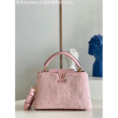 Louis Vuitton CAPUCINES BB M48865 pelo di visone rosa