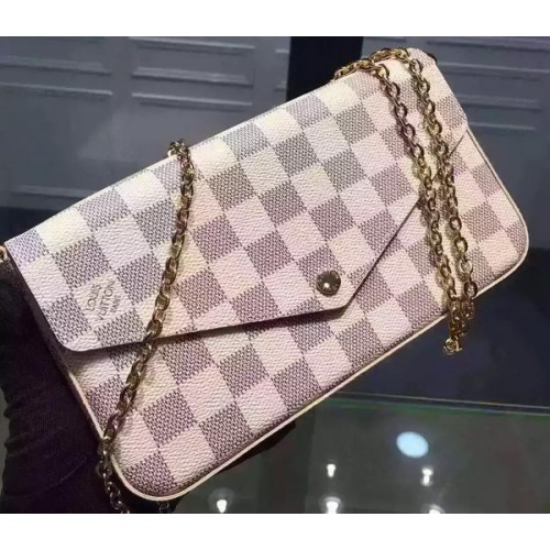 Louis Vuitton Damier Azur Tela FELICIE PORTAFOGLIO A CATENA N61276