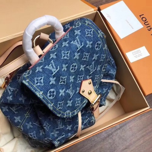 Zaino in denim Louis Vuitton M44460 blu