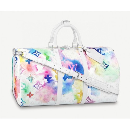 Louis Vuitton KEEPALL 50 BANDOULIERE M45758 Inchiostro e lavaggio bianco
