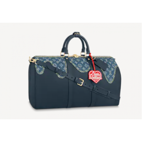 Louis Vuitton KEEPALL BANDOULIERE 50 M45975 blu