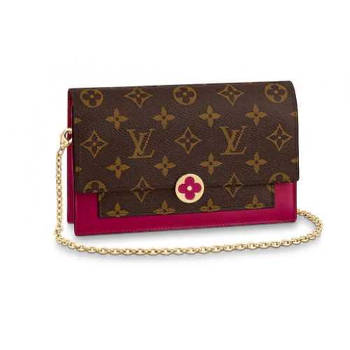 Portafoglio a catena FLORE in tela monogramma Louis Vuitton M67404 Lie De Vin