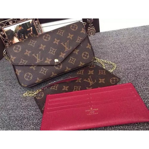Portafoglio a catena Felicie in tela monogramma Louis Vuitton M61276 bordeaux