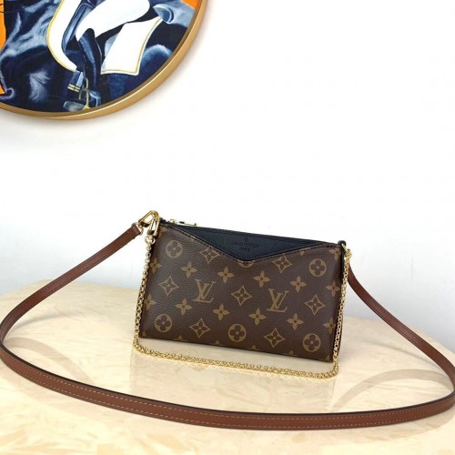 Louis Vuitton Monogram Canvas PALLAS Pochette in pelle originale M41638 nera