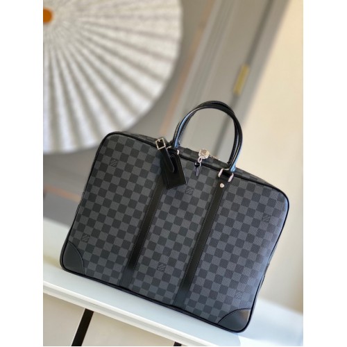 Louis Vuitton Monogram Canvas Porte-Documents Voyage M40225 nero