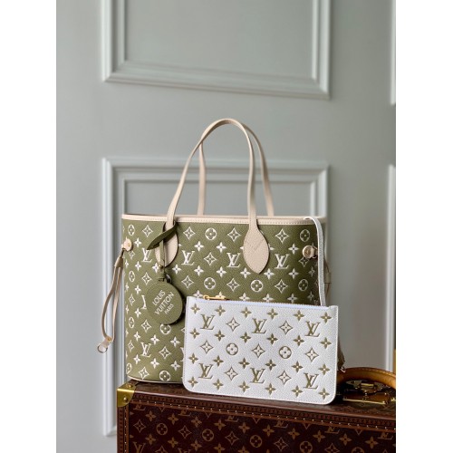 Louis Vuitton Monogram Empreinte NEVERFULL MM M46102 Verde e grigio
