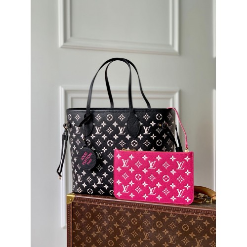 Louis Vuitton Monogram Empreinte NEVERFULL MM M46103 Bianco e nero