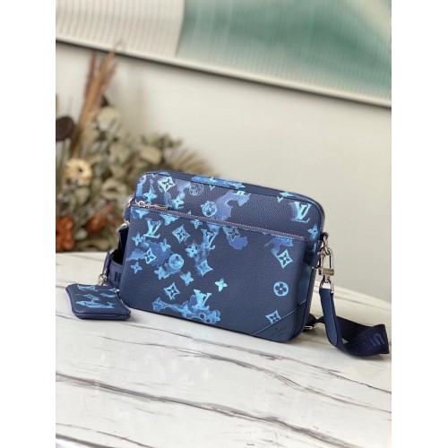 Borsa Louis Vuitton Monogram Trio in pelle originale POCHETTE METIS M57840 Navy