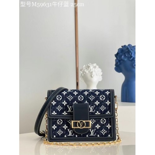 Denim Louis Vuitton Monogram DAUPHINE MM M59483 Blu navy