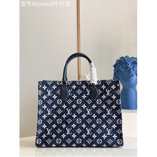 Louis Vuitton ONTHEGO Denim MM M59608 Blu navy