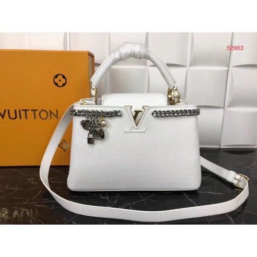 Louis Vuitton CAPUCINES in pelle originale PM M52963 bianco