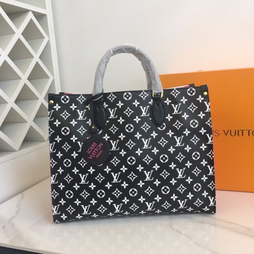 Louis Vuitton Pelle originale ONTHEGO MM M46060 Nero Bianco Rosa