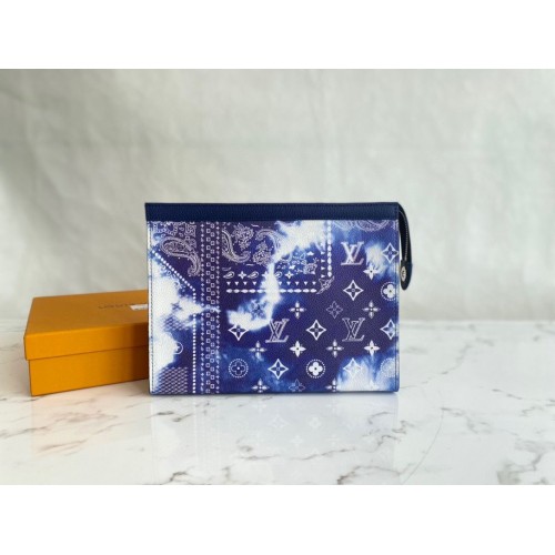 Louis Vuitton POCHETTE VOYAGE in pelle originale M81442 blu