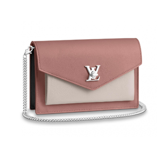Borsa a catena originale Louis Vuitton MYLOCKME M63471 rosa e bianca