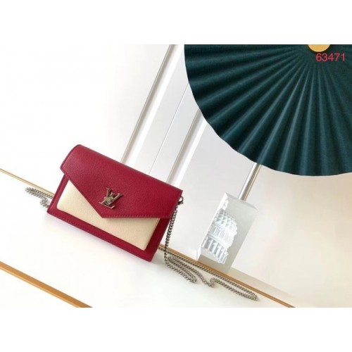 Borsa a catena originale Louis Vuitton MYLOCKME M63471 rossa e bianca