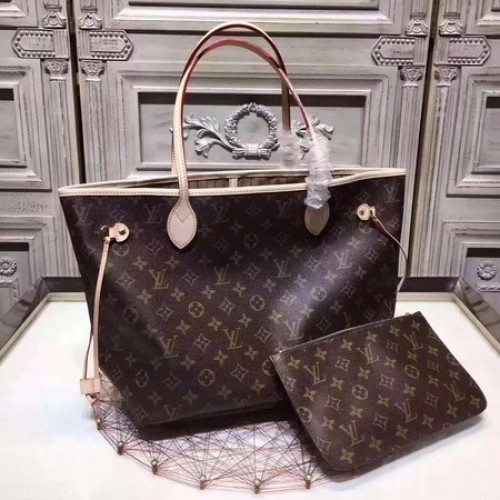Tela monogramma originale Louis Vuitton NEVERFULL 40156 Albicocca