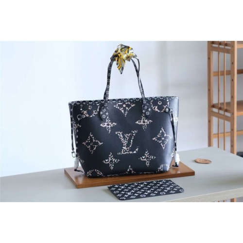 Tela monogramma originale Louis Vuitton NEVERFULL M41177 nera