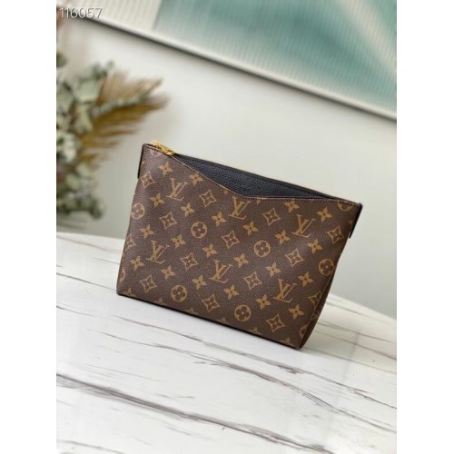 Pochette con cerniera in tela monogramma originale Louis Vuitton M64125 nera