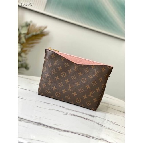 Pochette con cerniera in tela monogramma originale Louis Vuitton M64125 rosa