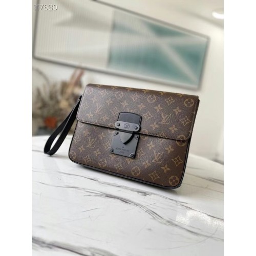 Pochette con cerniera in tela monogramma originale Louis Vuitton M80560 nera