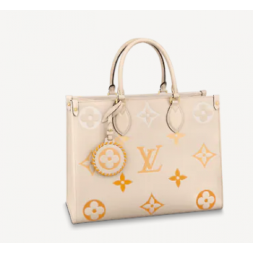Borsa tote media Louis Vuitton Original Onthego crema M45717 Logo arancione