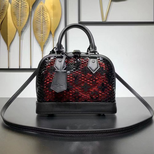 Louis Vuitton Pelle di vitello verniciata Alma MM M20585 Nero&Rosso