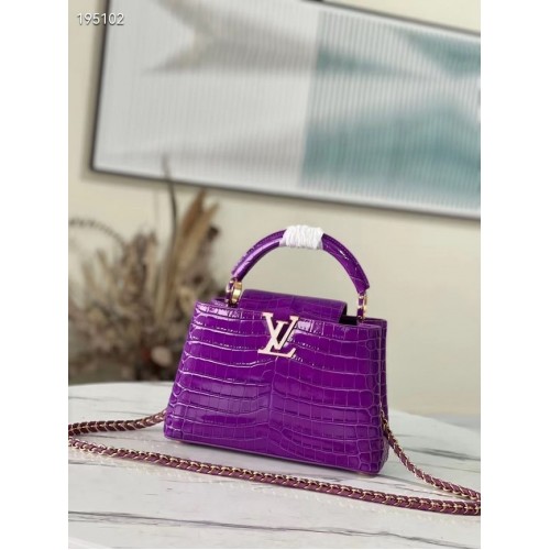 Louis Vuitton pelle di coccodrillo CAPUCINES BB M48865 viola